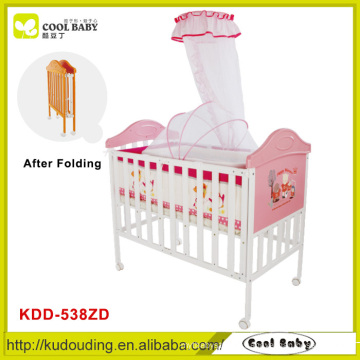 Manufacturer NEW Baby Cot thick mattress High Pole Mosquito Net Foldable Baby Cot Pink for Girl